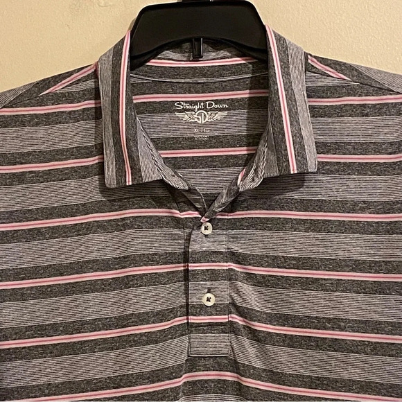 Straight Down Performance Golf Shirt Polo Striped Lightweight Men's XL - Picture 1 of 11